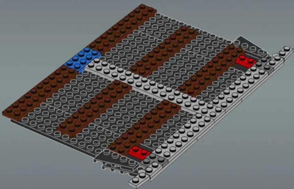 3D architectural model of a building layout with brickwork and circular elements, no visible text or symbols