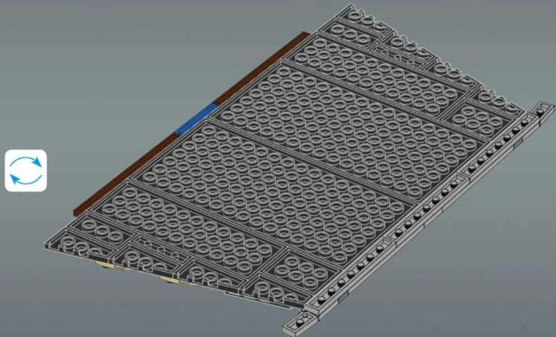 3D architectural rendering of a modular building facade with circular patterns and a blue stripe (no text or symbols)