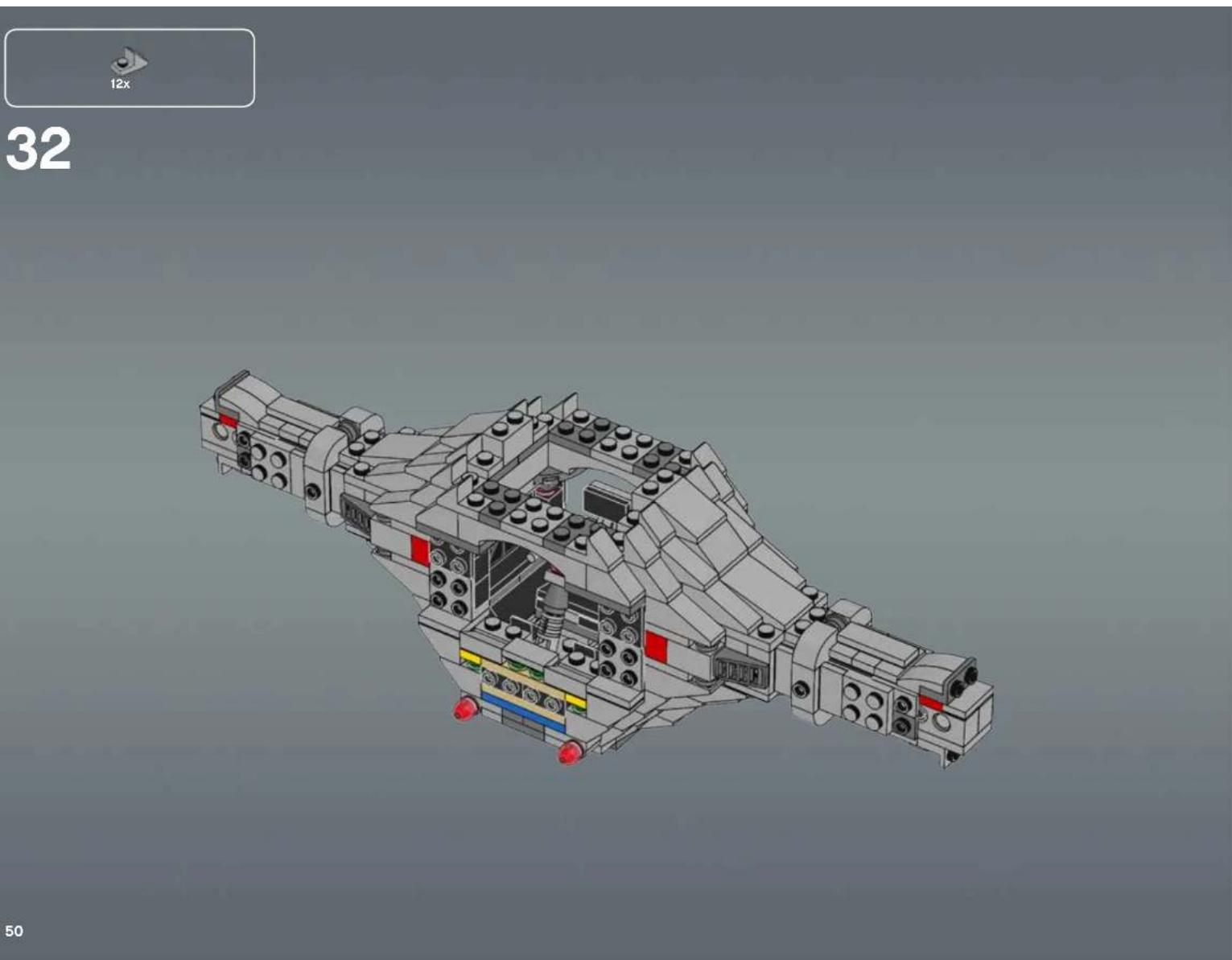 3D architectural model of a futuristic spaceship or spacecraft with visible structural components and red accents (no text or symbols)