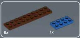 Two LEGO bricks shown side by side, one brown and one blue, with no text or symbols on the bricks themselves.