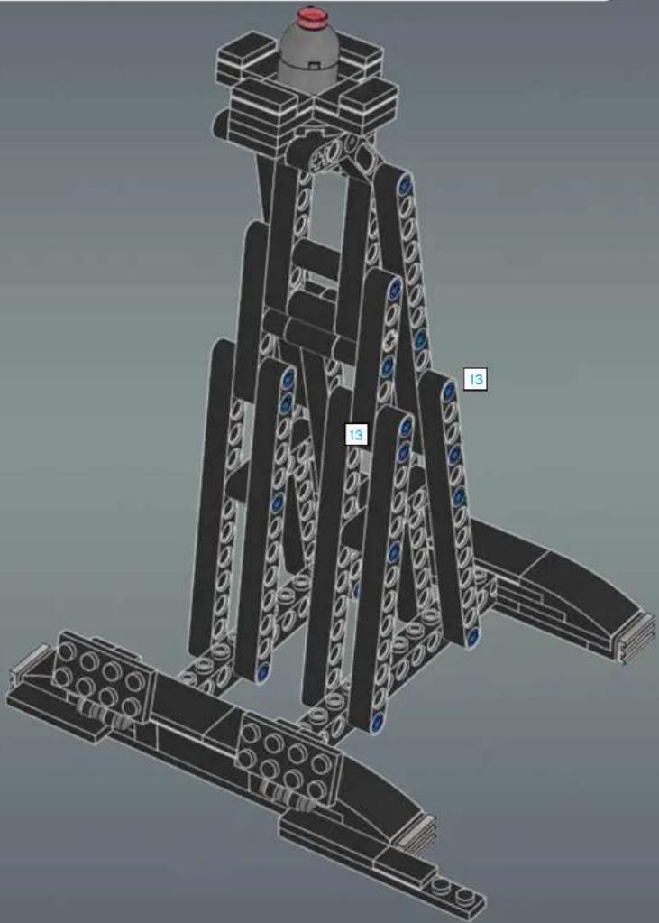 3D mechanical assembly diagram showing structural components with numbered parts (13), no visible text or symbols