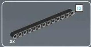 3D rendering of a black rectangular electronic component with circular holes, labeled '2x' and '13' (no text or symbols on the component itself)