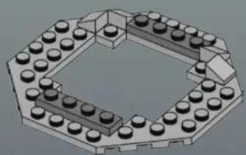 3D architectural model of a mechanical assembly with multiple cylindrical components arranged in a square layout (no text or symbols visible)
