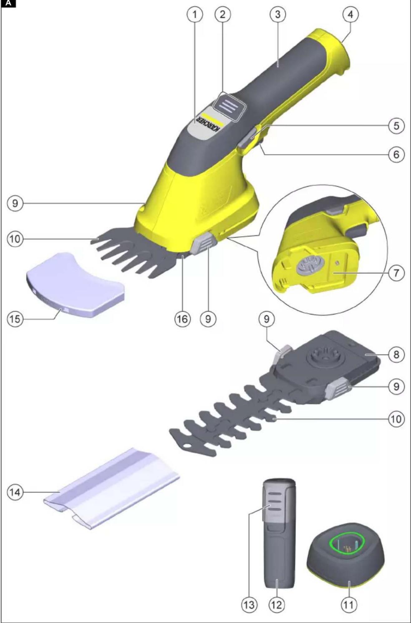Exploded view diagram of a KARONIK electric shaver with numbered parts for identification and assembly reference.