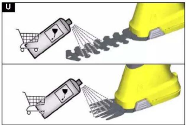Illustration showing two scenarios of a shopping cart emitting waste, with one scenario emitting a pile of waste and the other emitting a pile of waste.