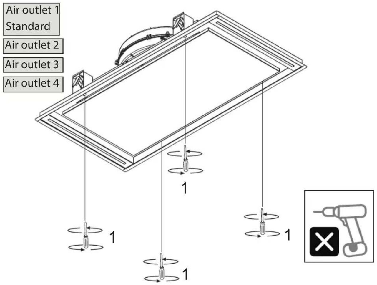 Air outlet 1 Standard Air outlet 2 Air outlet 3 Air outlet 4 1 1 1 1