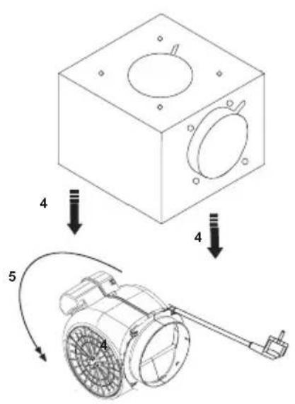 Technical diagram showing a mechanical assembly with labeled components and directional arrows indicating flow or movement.