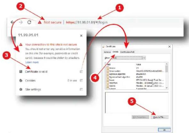 Barco Nerthus - 如何使用 Chrome 渏覽器在 Windows 中下載 SSL 應證 - 1