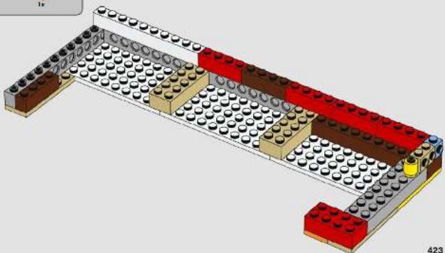 3D architectural model of a multi-level building structure with red and gray components (no text or symbols)