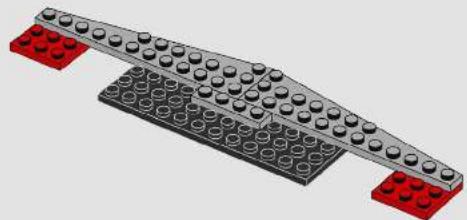 3D rendering of a LEGO truss structure with red and gray components (no text or symbols)