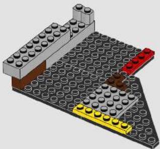3D diagram of a LEGO structure with labeled components (no text or symbols)