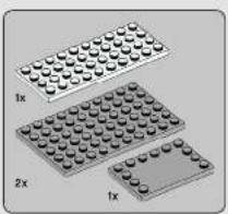 Three LEGO-style blocks with rounded tops arranged in a grid, labeled 1x, 2x, and 1x (no text or symbols on the blocks themselves)