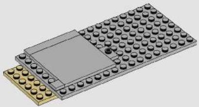 3D diagram of a LEGO base with a gray rectangular panel and a yellow base (no text or symbols)