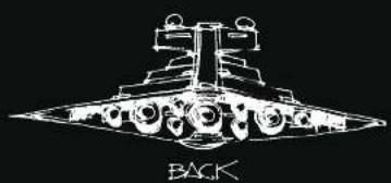 Line drawing of a futuristic warship with visible turret and propeller (no text or symbols)
