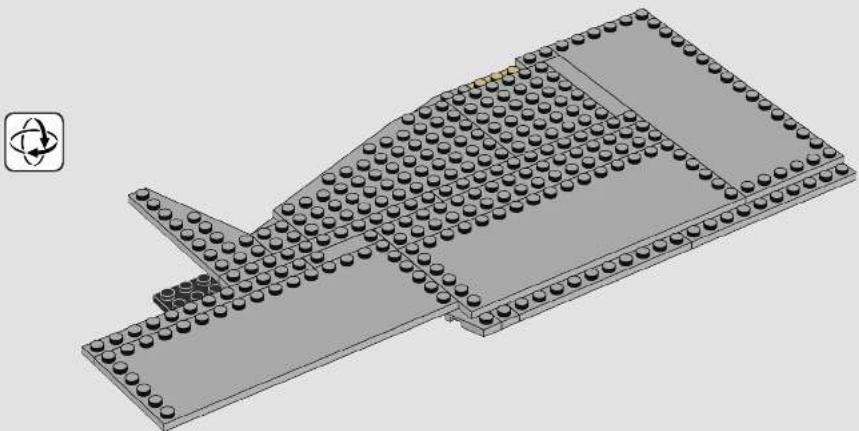 3D architectural model of a building with multiple circular elements and a central truss structure (no text or symbols)