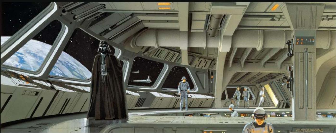 Interior of a futuristic spacecraft with crew in spaces, featuring Earth and space panels (no visible text or symbols)