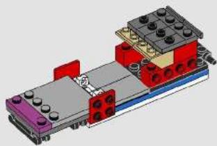 3D diagram of a mechanical assembly with red and gray components, no visible text or symbols