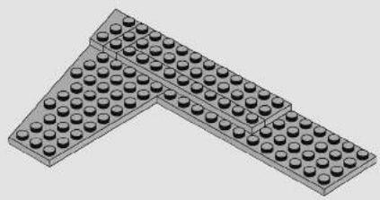3D rendering of a LEGO-like architectural structure with multiple identical circular elements arranged in a stepped L-shape (no text or symbols)