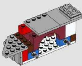 3D diagram of a LEGO structure with multiple legs and panels, no visible text or symbols