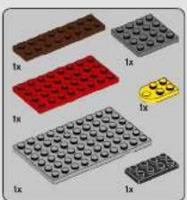 Illustration of various LEGO base blocks with varying sizes and colors (no text or symbols)