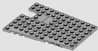 3D rendering of a LEGO-printed rectangular base with uniform circular holes (no text or symbols)