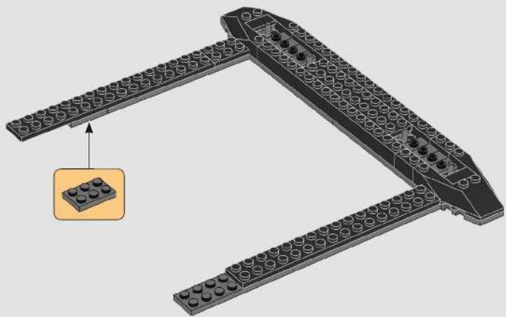 3D diagram of a LEGO structure with multiple legs and a highlighted base component (no text or symbols)