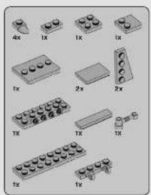 3D diagram of a mechanical assembly with stacked components and a small component, no visible text or symbols