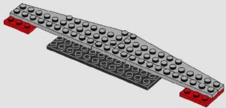 3D rendering of a LEGO truss structure with red and gray components (no text or symbols)