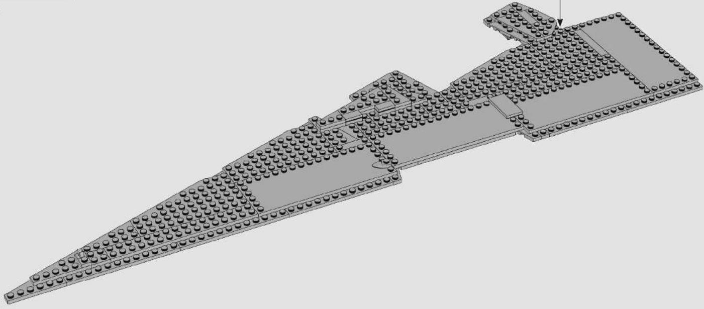 3D architectural model of a building complex with multiple piers and a central tower, showing no text or symbols.