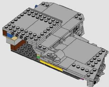 3D architectural rendering of a LEGO building with visible structural elements and no text or symbols