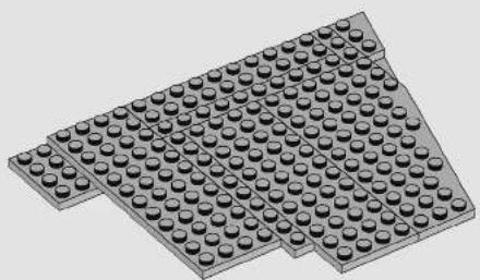 3D rendering of a LEGO brick structure with uniform circular holes (no text or symbols)