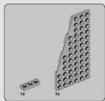 3D diagram of two rectangular blocks with circular holes, one small and one large, labeled '1x' (no text or symbols on blocks)