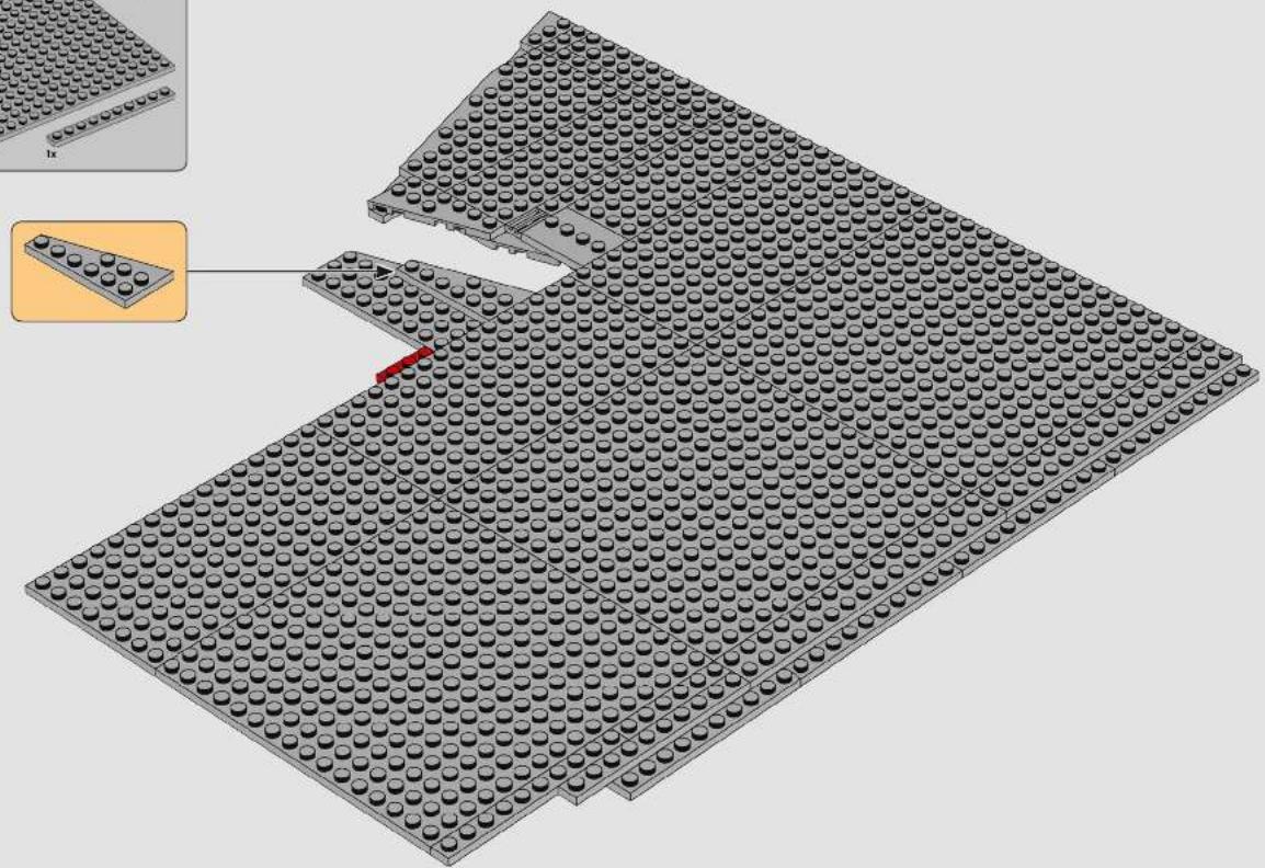 3D architectural diagram of a LEGO building layout with no visible text or symbols