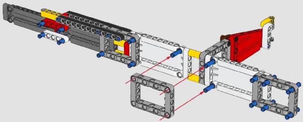 3D mechanical assembly diagram showing interconnected components with no visible text or symbols