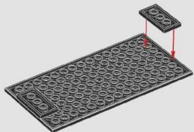 Isometric view of a perforated metal tray with circular holes and a small top component (no text or symbols)