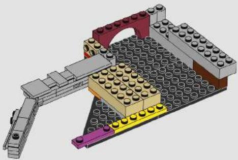3D architectural model of a LEGO structure with a frame and base plate (no text or symbols)