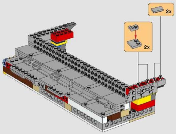 Labeled diagram of a ship's internal structure showing structural components and 2x scaling indicators