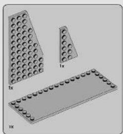 3D rendering of three rectangular electronic components with circular holes, labeled 1x and 2x (no text or symbols on the components themselves)