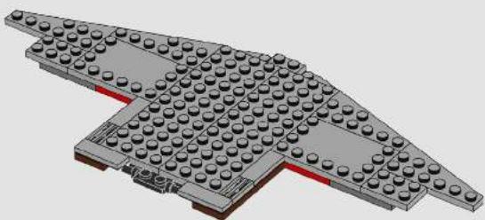 3D model of a LEGO structure with multiple cubes and red accents (no text or symbols)