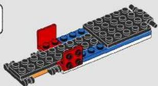 3D diagram of a LEGO structure with blue and red components, no text or symbols present
