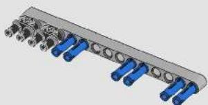 3D rendering of a mechanical connector assembly with blue and gray components (no text or symbols visible)