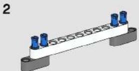 3D diagram of a mechanical support structure with blue cylindrical components and mounting holes (no text or symbols)