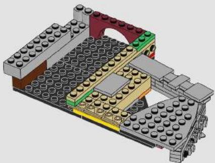 3D architectural model of a multi-story building with visible foundation, windows, and structural elements (no text or symbols)