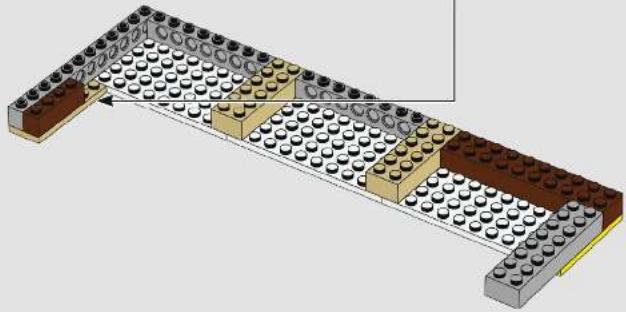 3D architectural rendering of a multi-level building structure with brickwork and circular elements (no text or symbols)