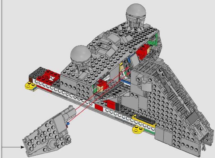 3D cutaway diagram of a futuristic spaceship with visible structural components and no text or symbols