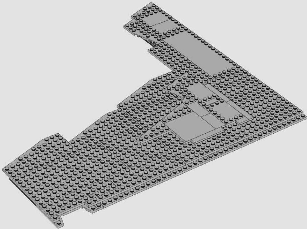 3D architectural rendering of a building layout with multiple circular elements (no text or symbols)