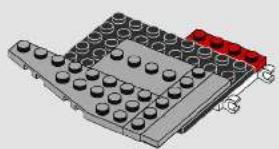 3D rendering of a mechanical component with multiple bolt holes and a red bracket (no text or symbols visible)