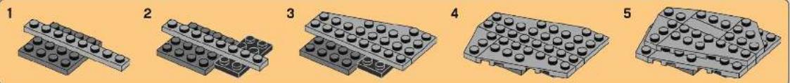 Five 3D LEGO model diagrams showing different arrangements of blocks (no text or symbols)
