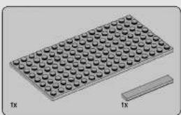 3D rendering of a rectangular base with uniform circular indentations, plus a separate rectangular block labeled '1K' (no text or symbols on the base itself)