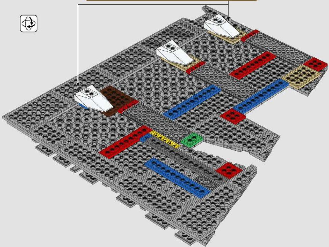 3D architectural diagram of a multi-level building layout with colored blocks and circular openings (no text or symbols)